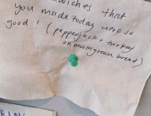 Picture of a napkin with writing on it